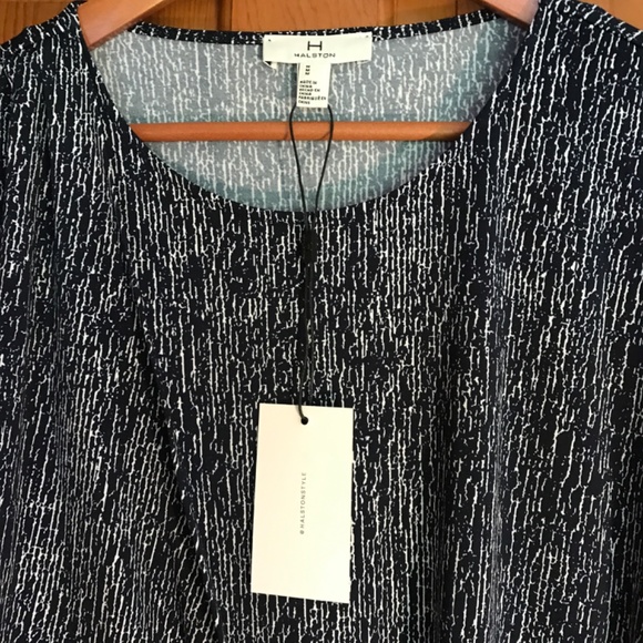 NWT. H BY HALSTON sleeveless blue and white dress, size Medium. New with Tags. - Picture 3 of 6